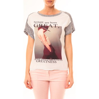 textil Mujer Camisetas manga corta By La Vitrine Tee-shirt B005 Blanc/Gris Gris