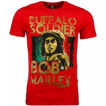 textil Hombre Camisetas manga corta Local Fanatic Bob Marley Buffalo Soldier Print Rojo