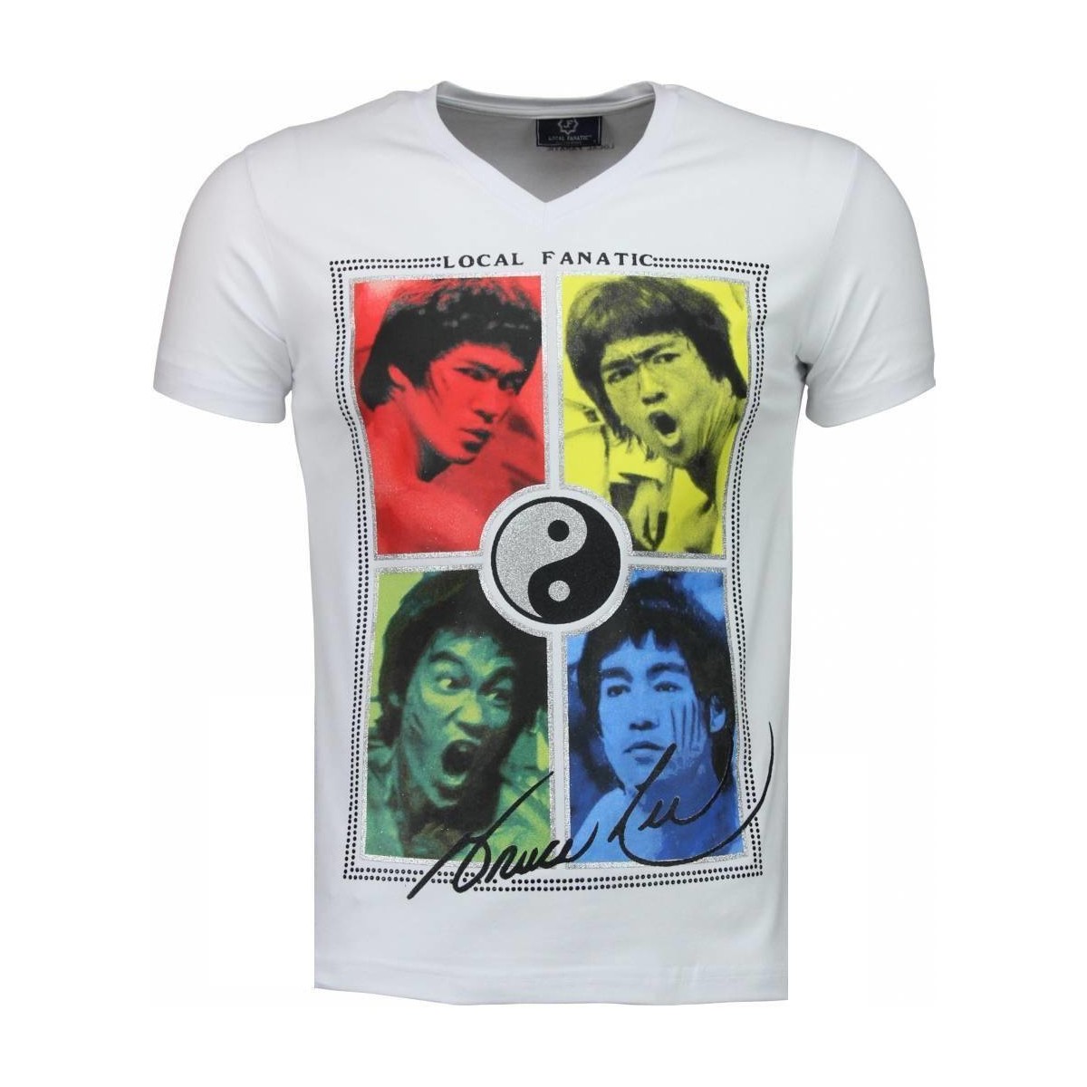 textil Hombre Camisetas manga corta Local Fanatic Bruce Lee Ying Yang Personalizadas Blanco