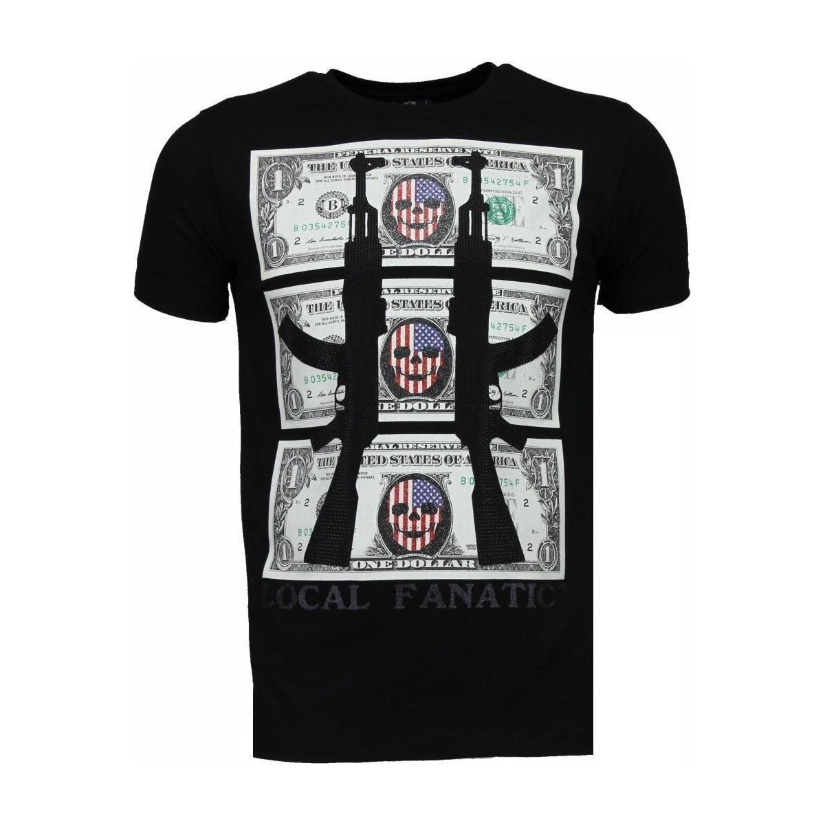 textil Hombre Camisetas manga corta Local Fanatic AK Dollar Rhinestone Personalizadas Negro