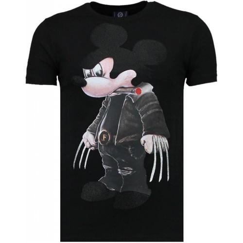 textil Hombre Camisetas manga corta Local Fanatic Bad Mouse Rhinestone Personalizadas Negro