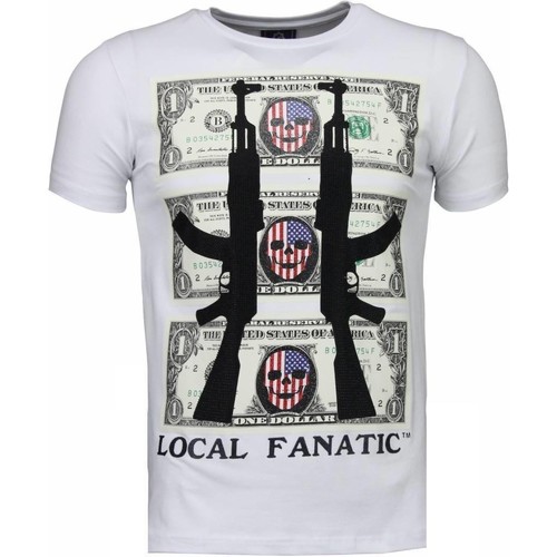 textil Hombre Camisetas manga corta Local Fanatic AK Dollar Rhinestone Personalizadas Blanco