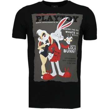 textil Hombre Camisetas manga corta Local Fanatic Playtoy Bunny Rhinestone Negro