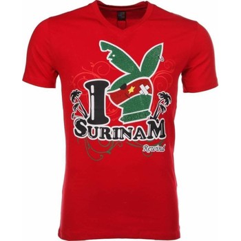 textil Hombre Camisetas manga corta Local Fanatic I Love Suriname Rojo