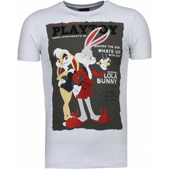 textil Hombre Camisetas manga corta Local Fanatic Playtoy Bunny Rhinestone Blanco