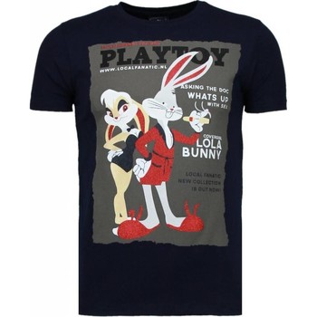textil Hombre Camisetas manga corta Local Fanatic Playtoy Bunny Rhinestone Azul
