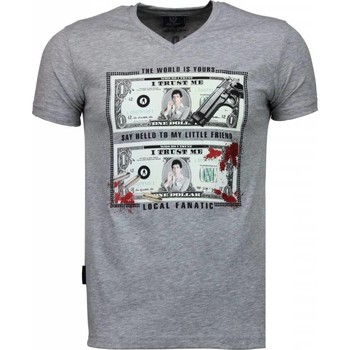 textil Hombre Camisetas manga corta Local Fanatic Scarface Dollar Personalizadas Gris