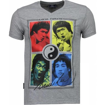 textil Hombre Camisetas manga corta Local Fanatic Bruce Lee Ying Yang Personalizadas Gris