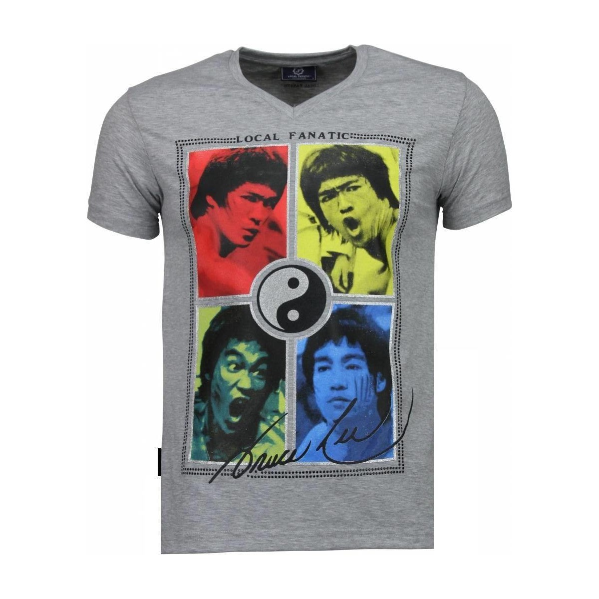textil Hombre Camisetas manga corta Local Fanatic Bruce Lee Ying Yang Personalizadas Gris