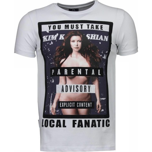 textil Hombre Camisetas manga corta Local Fanatic Kim Kardashian Rhinestone Blanco