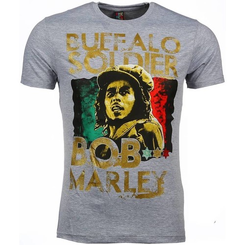 textil Hombre Camisetas manga corta Local Fanatic Bob Marley Buffalo Soldier Print Gris