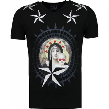 textil Hombre Camisetas manga corta Local Fanatic Holy Mary Rhinestone Personalizadas Negro