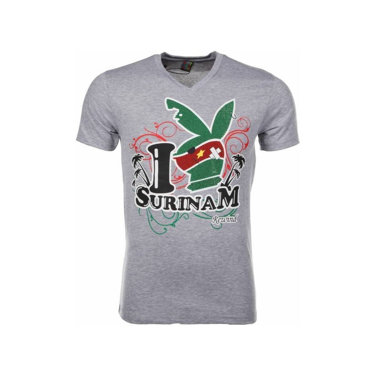 textil Hombre Camisetas manga corta Local Fanatic I Love Suriname Gris