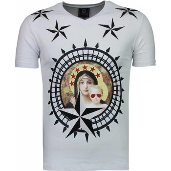 textil Hombre Camisetas manga corta Local Fanatic Holy Mary Rhinestone Personalizadas Blanco