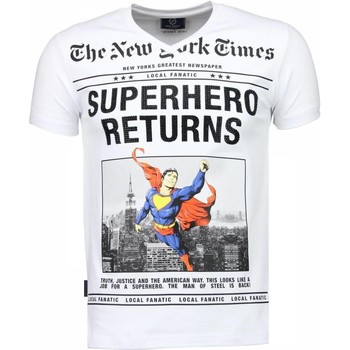 textil Hombre Camisetas manga corta Local Fanatic SuperHero Returns Personalizadas Blanco