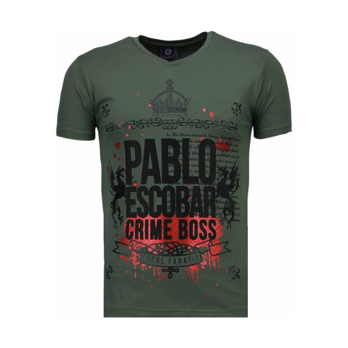 textil Hombre Camisetas manga corta Local Fanatic Pablo Escobar Boss Rhinestone Verde