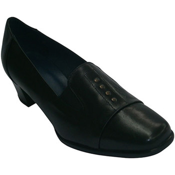 Zapatos Mujer Mocasín Pomares Vazquez Zapato tacón ancho con tachuelas de ador negro