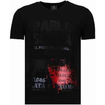 textil Hombre Camisetas manga corta Local Fanatic Pablo Escobar Narcos Rhinestone Negro