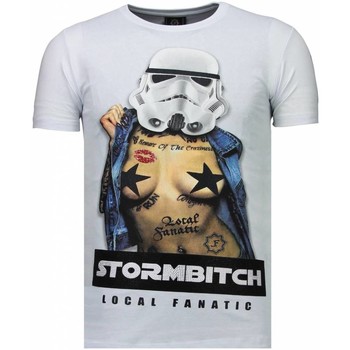 textil Hombre Camisetas manga corta Local Fanatic Stormbitch Rhinestone Blanco