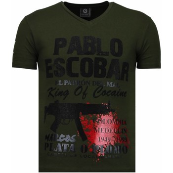 textil Hombre Camisetas manga corta Local Fanatic Pablo Escobar Narcos Rhinestone Verde