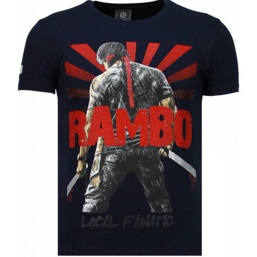 textil Hombre Camisetas manga corta Local Fanatic Rambo Shine Rhinestone Azul