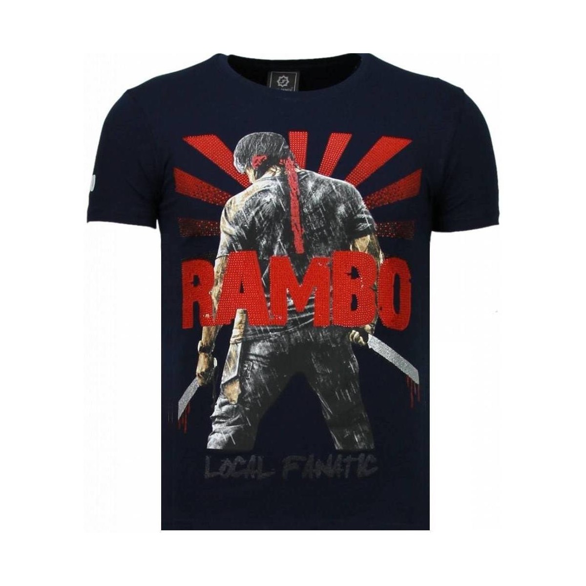 textil Hombre Camisetas manga corta Local Fanatic Rambo Shine Rhinestone Azul