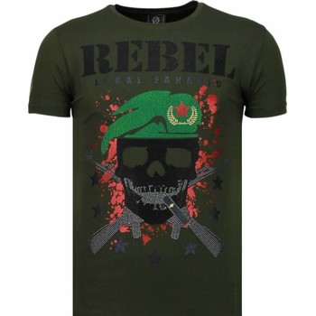 textil Hombre Camisetas manga corta Local Fanatic Skull Rebel Rhinestone Verde