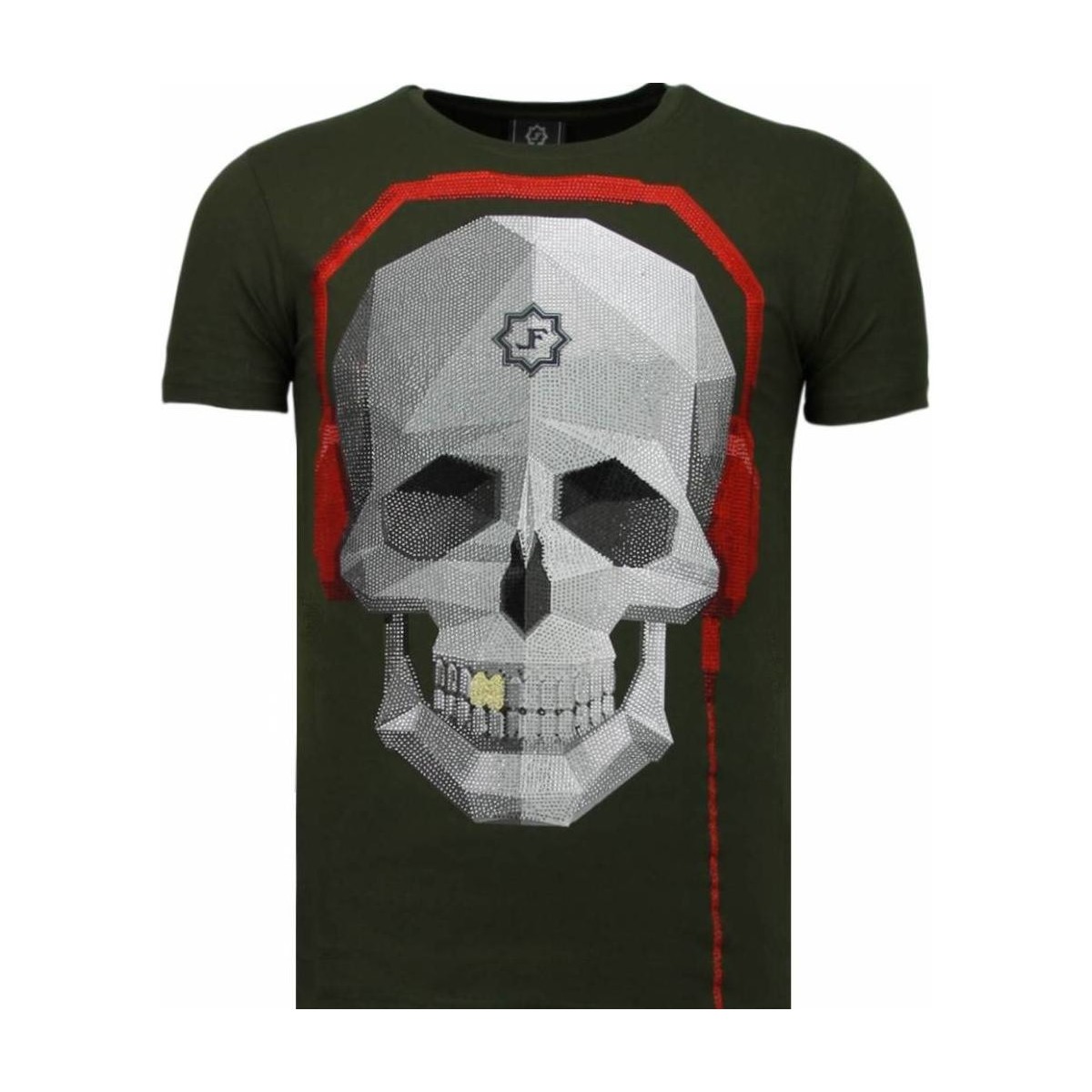 textil Hombre Camisetas manga corta Local Fanatic Skull Bring The Beat Rhinestone Verde
