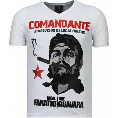 textil Hombre Camisetas manga corta Local Fanatic Che Guevara Comandante Rhinestone Blanco