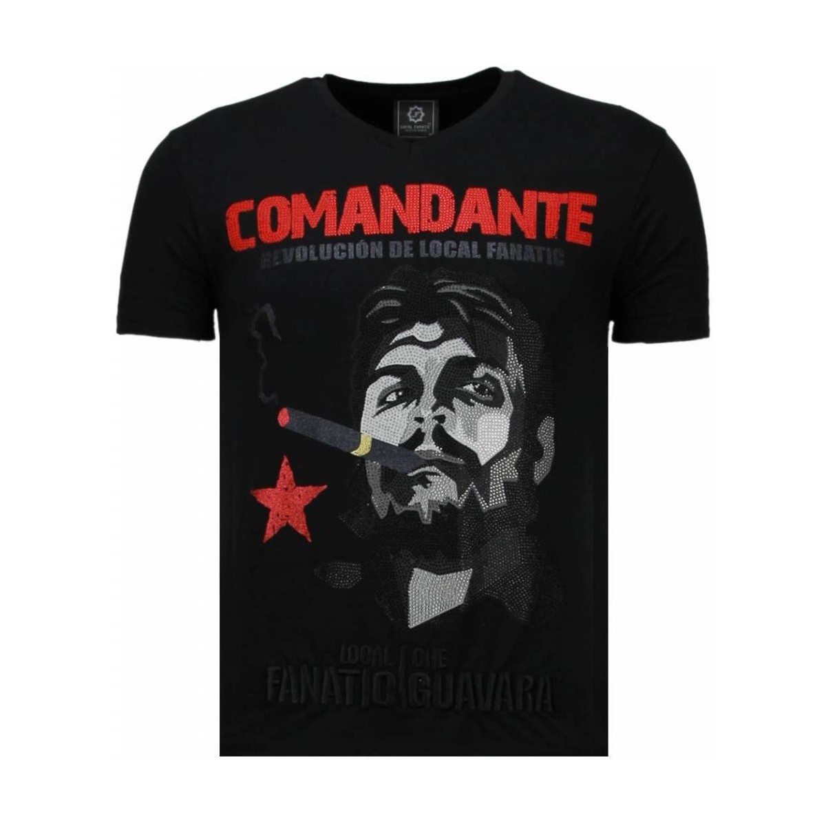 textil Hombre Camisetas manga corta Local Fanatic Che Guevara Comandante Rhinestone Negro