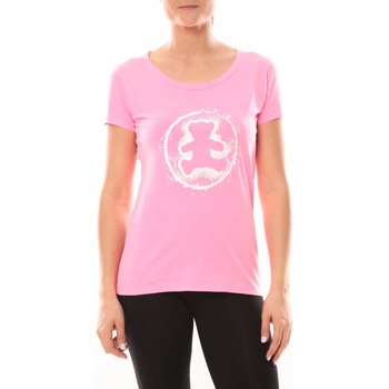 textil Mujer Camisetas manga corta LuluCastagnette T-shirt Happy Rose Rosa