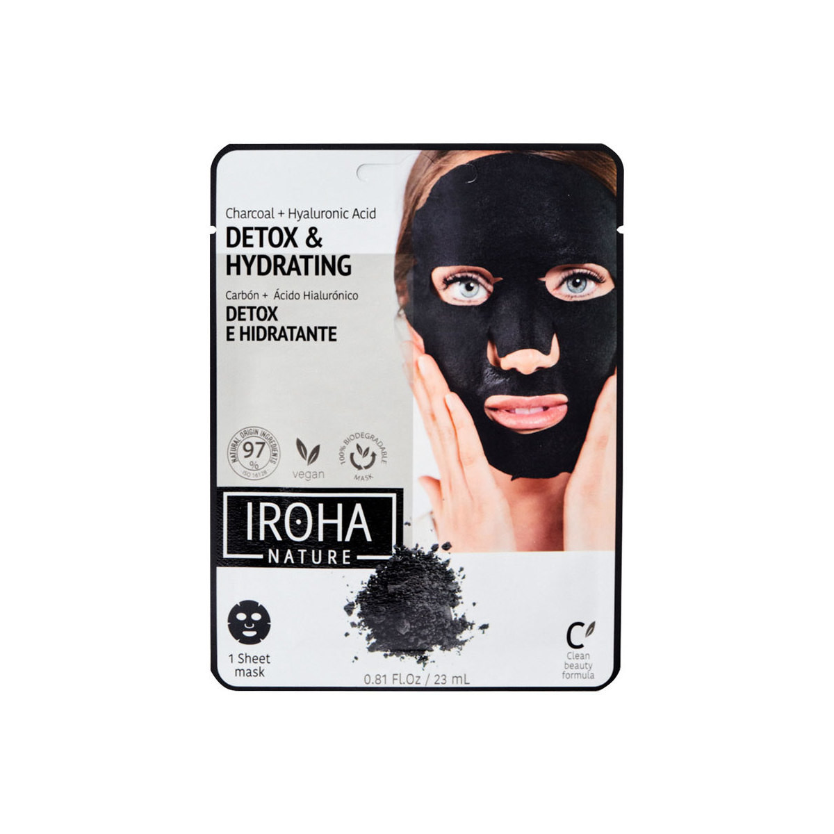 Accesorios textil Mujer Mascarilla Iroha Nature Detox Charcoal Black Tissue Facial Mask 1use 