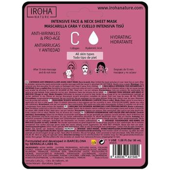 Iroha Nature 100% Cotton Face & Neck Mask Collagen-antiage 