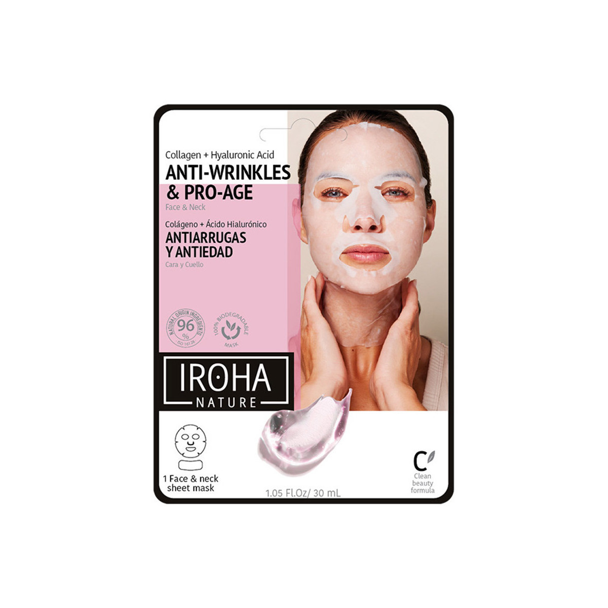 Belleza Mujer Antiedad & antiarrugas Iroha Nature 100% Cotton Face & Neck Mask Collagen-antiage 