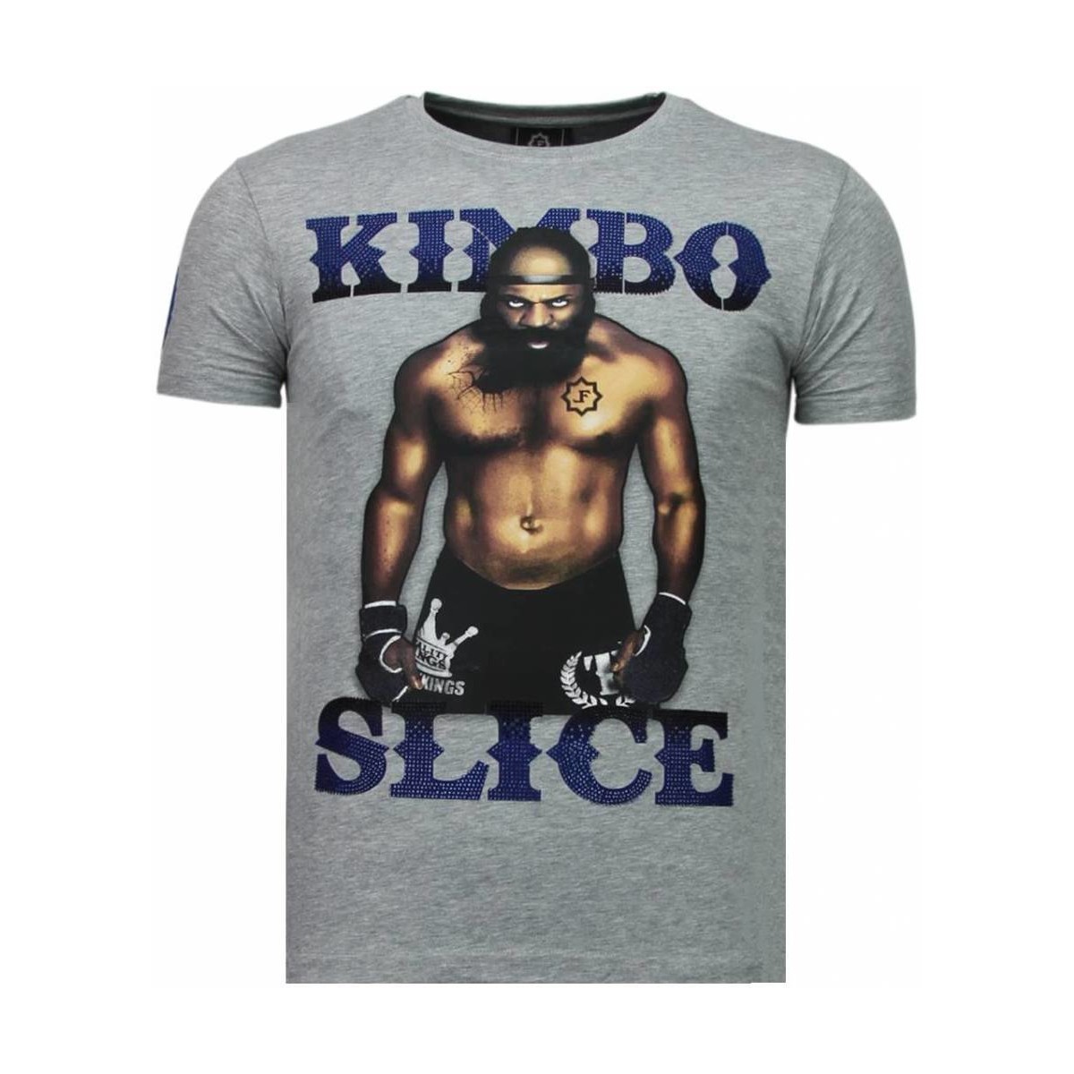 textil Hombre Camisetas manga corta Local Fanatic Kimbo Slice Rhinestone Tshirt Gris