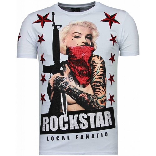 textil Hombre Camisetas manga corta Local Fanatic Marilyn Rockstar Rhinestone Blanco