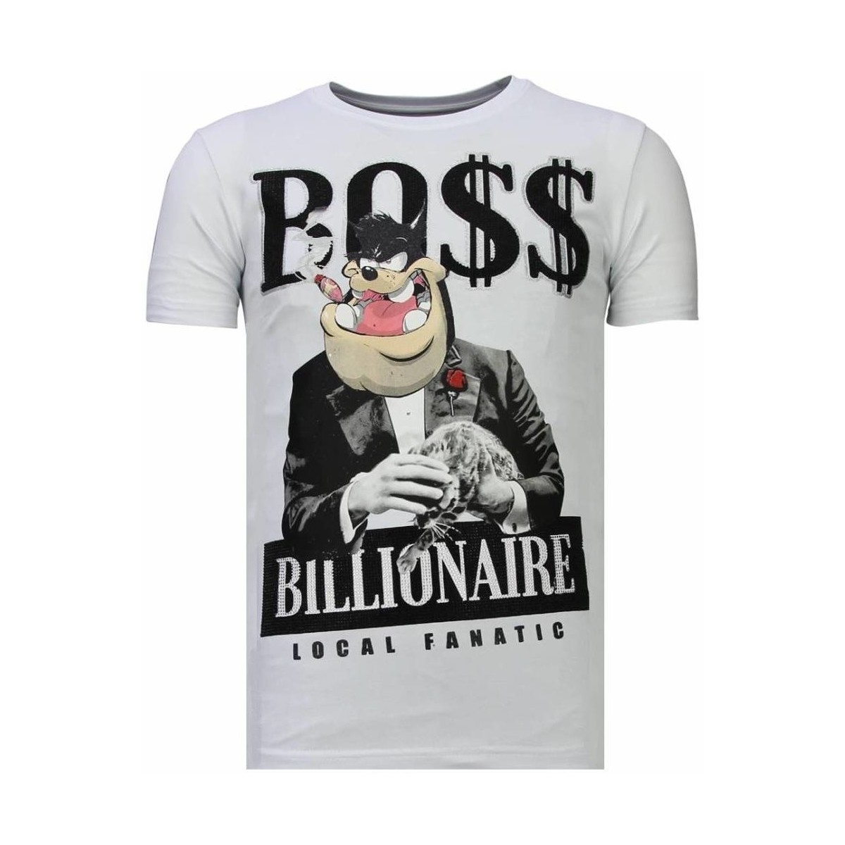 textil Hombre Camisetas manga corta Local Fanatic Billionaire Boss Rhinestone Blanco