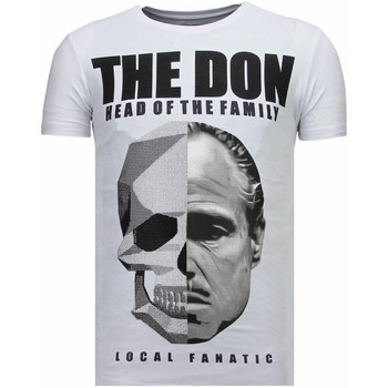 textil Hombre Camisetas manga corta Local Fanatic The Don Skull Rhinestone Blanco