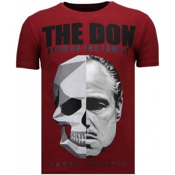textil Hombre Camisetas manga corta Local Fanatic The Don Skull Rhinestone Rojo