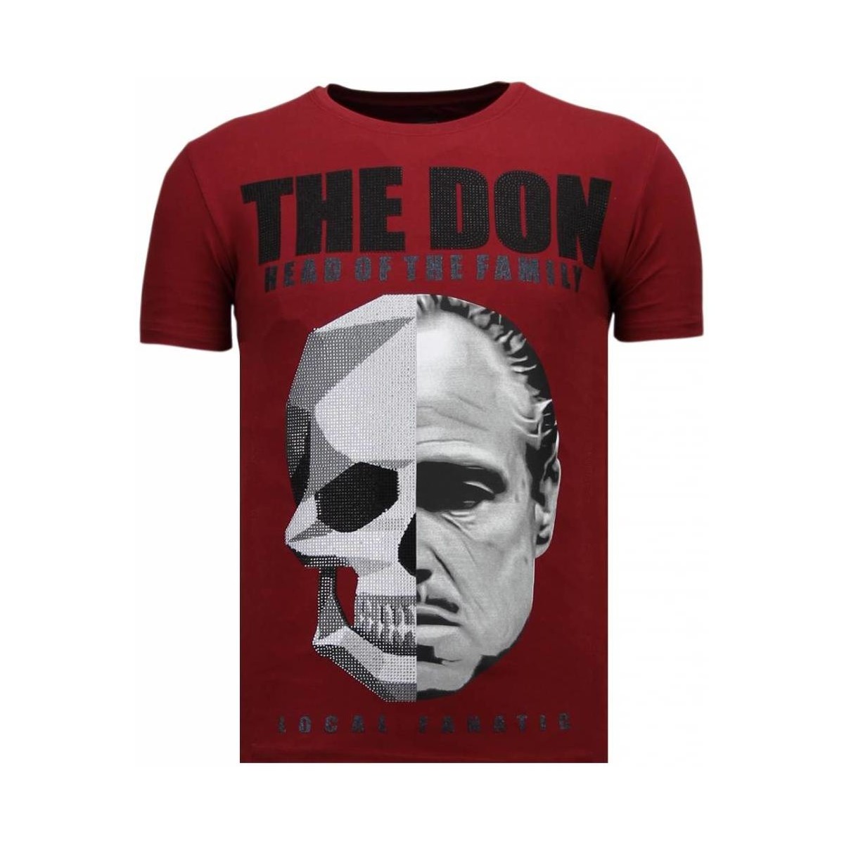 textil Hombre Camisetas manga corta Local Fanatic The Don Skull Rhinestone Rojo