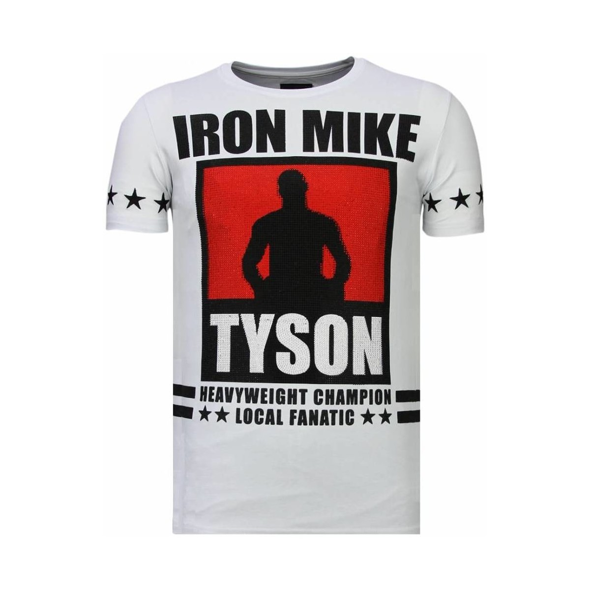 textil Hombre Camisetas manga corta Local Fanatic Iron Mike Tyson Rhinestone Blanco