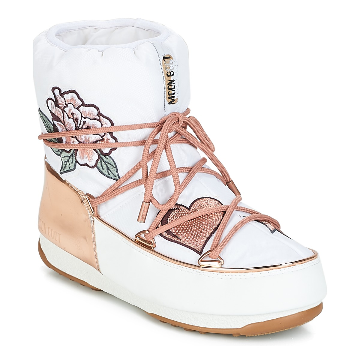 Zapatos Mujer Botas de nieve Moon Boot PEACE & LOVE WP Blanco / Rosa / Gold
