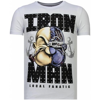 textil Hombre Camisetas manga corta Local Fanatic Iron Man Popeye Rhinestone Blanco