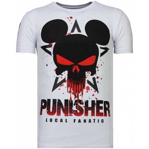 textil Hombre Camisetas manga corta Local Fanatic Punisher Mickey Rhinestone Blanco