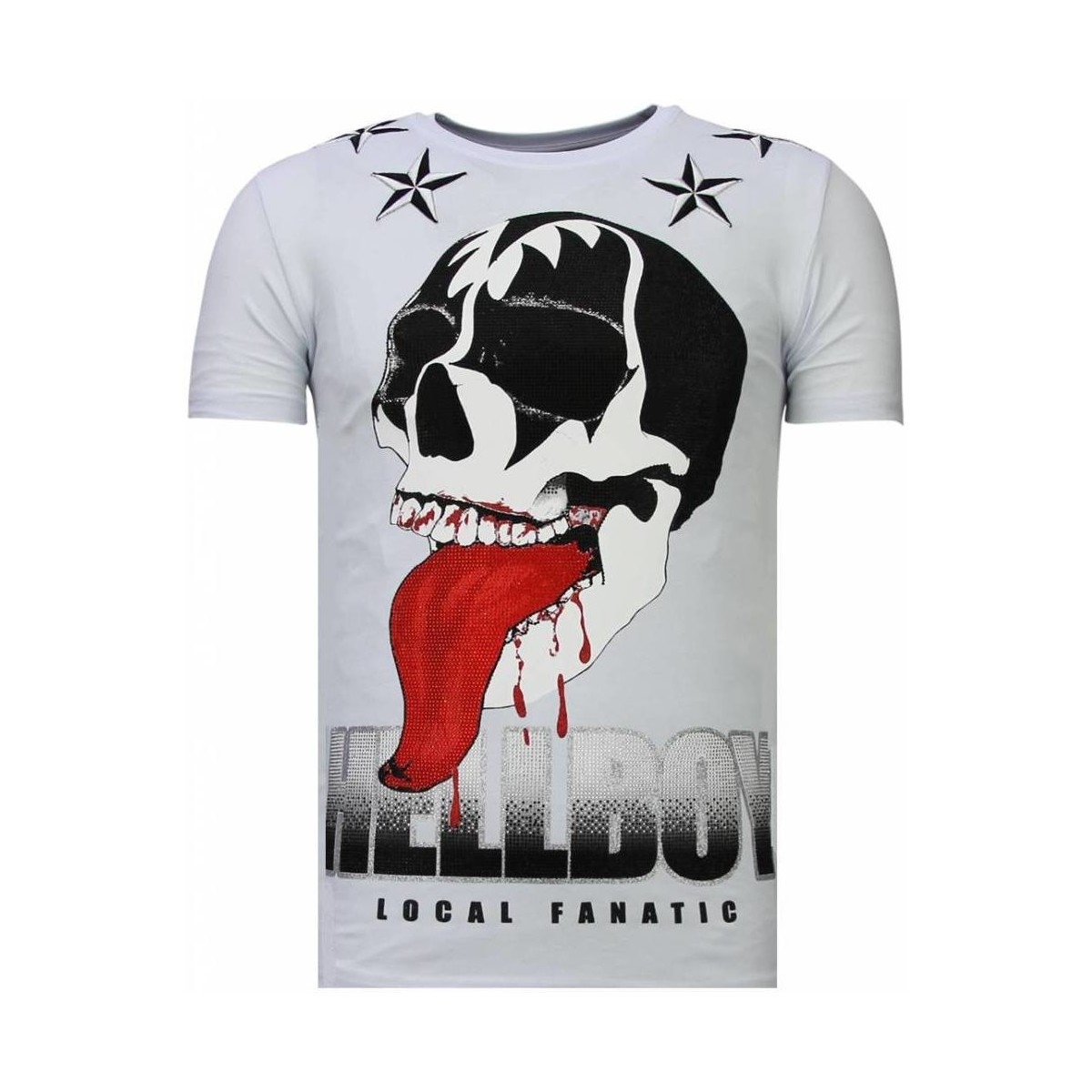 textil Hombre Camisetas manga corta Local Fanatic Hellboy Rhinestone Blanco