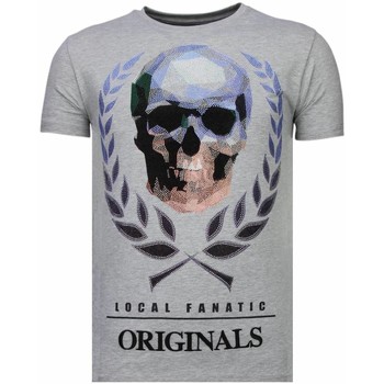 textil Hombre Camisetas manga corta Local Fanatic Skull Originals Rhinestone Gris