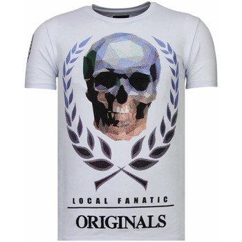 textil Hombre Camisetas manga corta Local Fanatic Skull Originals Rhinestone Blanco