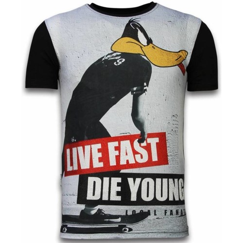 textil Hombre Camisetas manga corta Local Fanatic Duck Live Fast Digital Rhinestone Negro