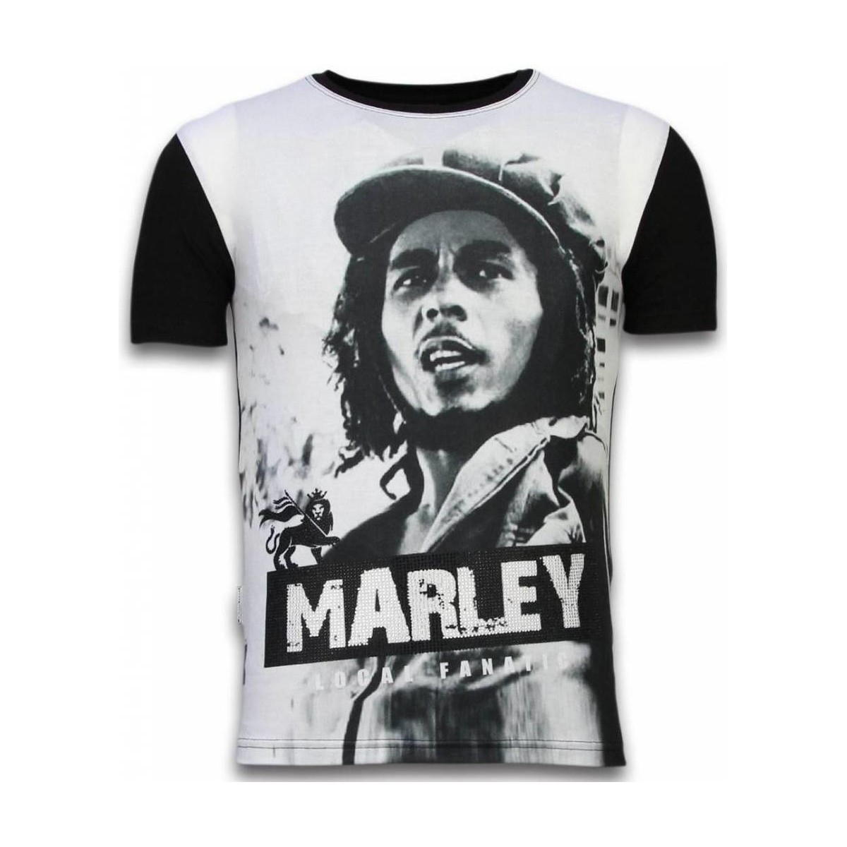 textil Hombre Camisetas manga corta Local Fanatic Bob Marley Black And White Digital Negro