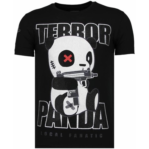 textil Hombre Camisetas manga corta Local Fanatic Terror Panda Rhinestone Negro